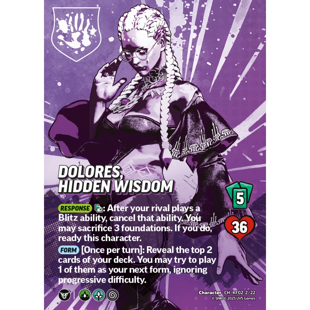 Dolores, Hidden Wisdom 2/22 KF02 Universus The King of Fighters XV: Challenger Series: Team Rival Character CH