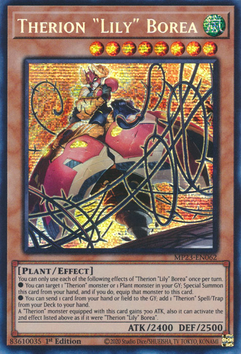Therion "Lily" Borea MP23-EN062 Prismatic Prismatic Secret Rare Yu-Gi-Oh 25th Anniversary Tin: Dueling Heroes Mega Pack in Art