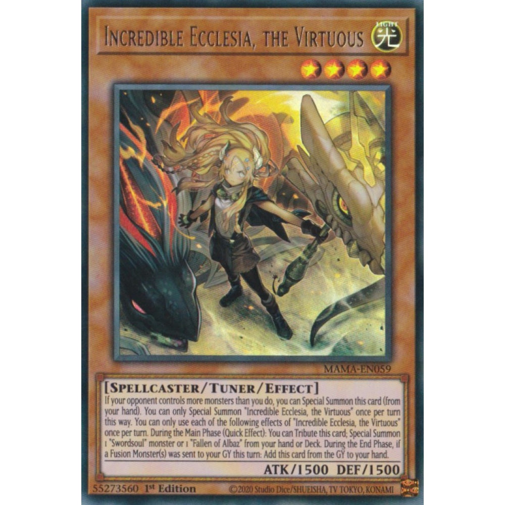Incredible Ecclesia, the Virtuous - New Art RA04-EN039 QCR Quarter Century Secret Rare Yu-Gi-Oh Quarter Century Stampede