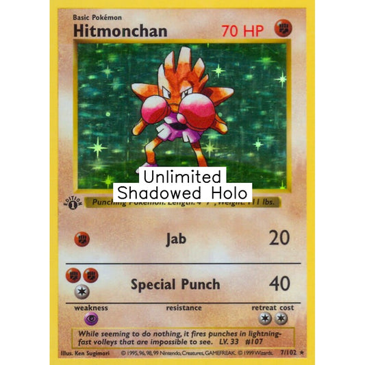 Hitmonchan Holo Rare 7/102 Pokemon Card Game Base Set
