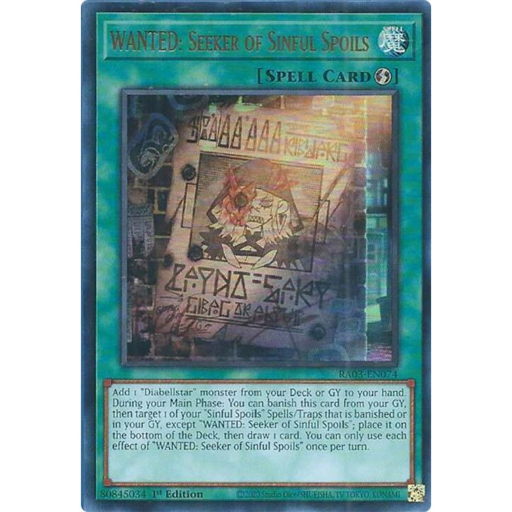 WANTED: Seeker of Sinful Spoils (UR) RA03-EN074 Ultra Yu-Gi-Oh Quarter Century Bonanza