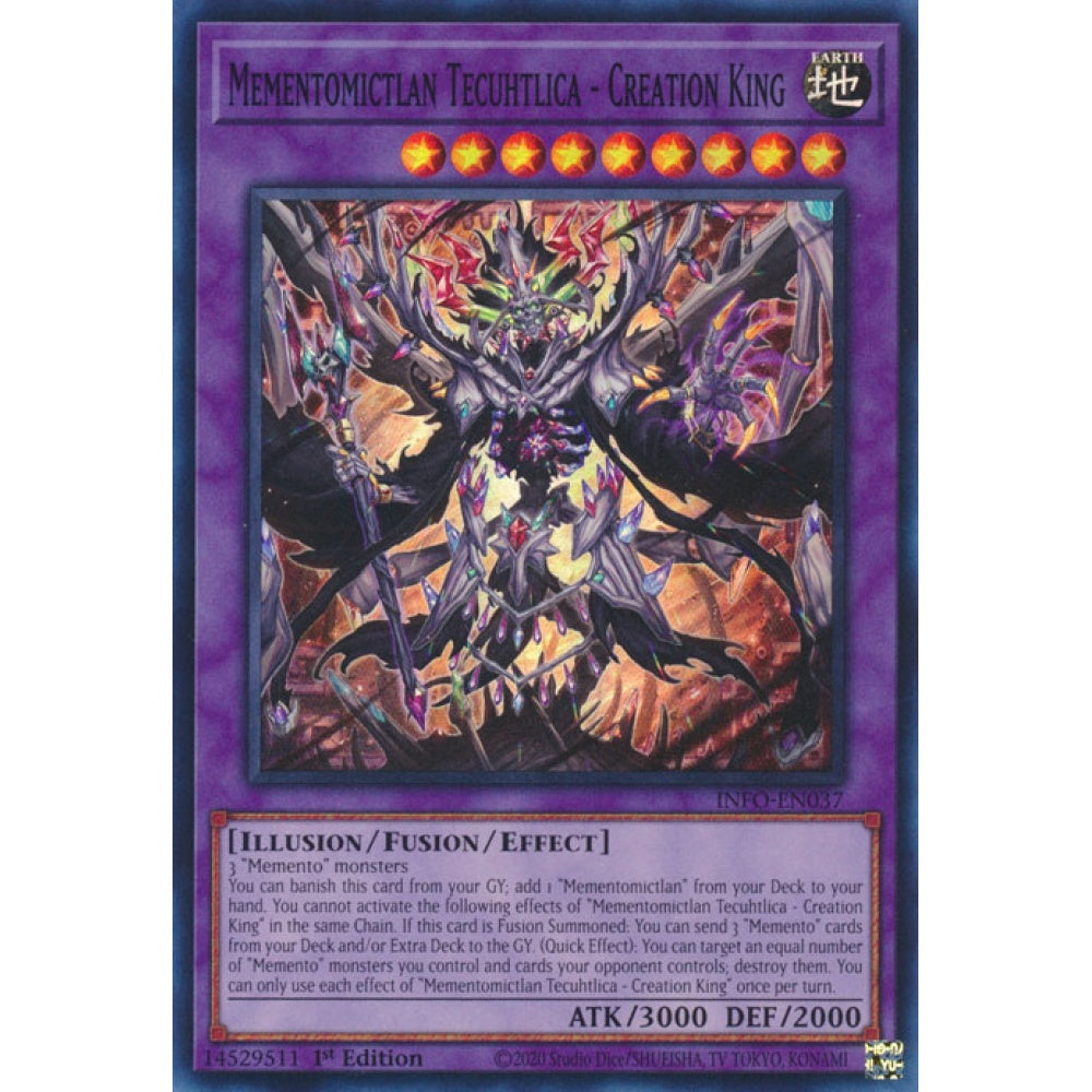 Mementomictlan Tecuhtlica - Creation King INFO-EN037 Super Super Rare Yu-Gi-Oh The Infinite Forbidden in Art