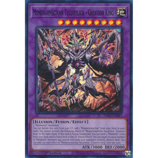 Mementomictlan Tecuhtlica - Creation King INFO-EN037 Super Super Rare Yu-Gi-Oh The Infinite Forbidden in Art