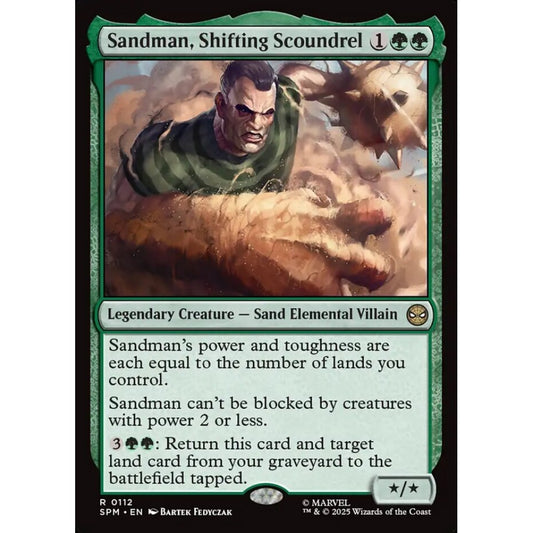Sandman, Shifting Scoundrel rare 112 Magic the Gathering Marvel's Spider-Man