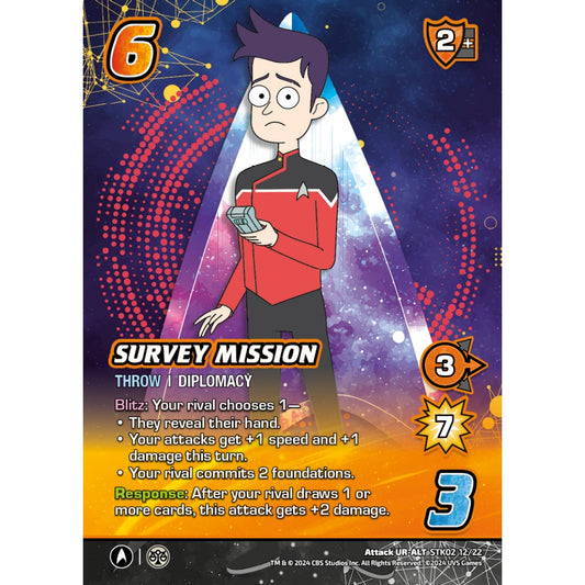 Survey Mission, 12/22, STK02, Universus, Star Trek Lower Decks Challenger Decks, Attack, UR-ALT