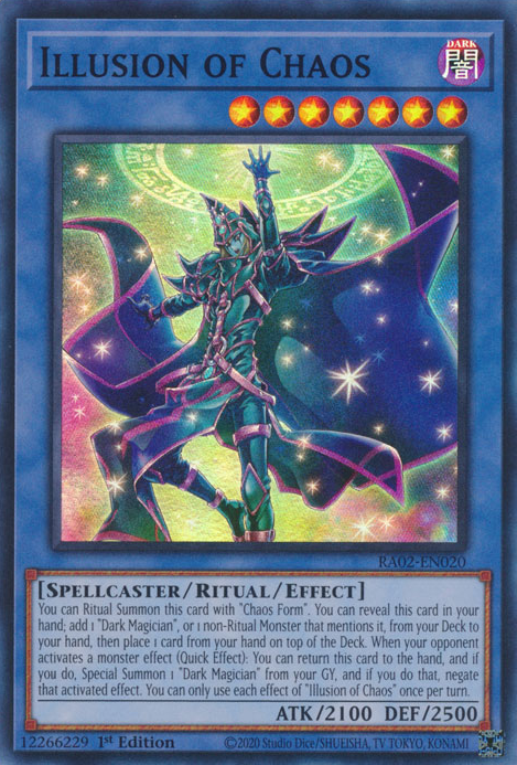 Illusion of Chaos MP23-EN017 Prismatic Prismatic Secret Rare Yu-Gi-Oh 25th Anniversary Tin: Dueling Heroes Mega Pack in Art