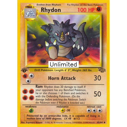 Rhydon Uncommon 45/64 Pokemon Card Game Jungle