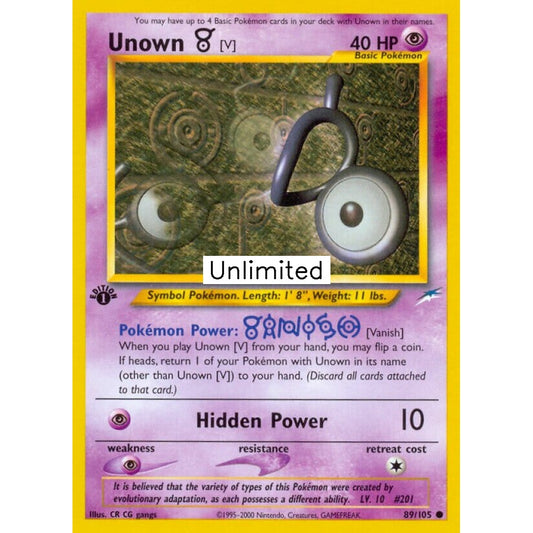 Unown [V] Common 89/105 Pokemon Card Game Neo Destiny