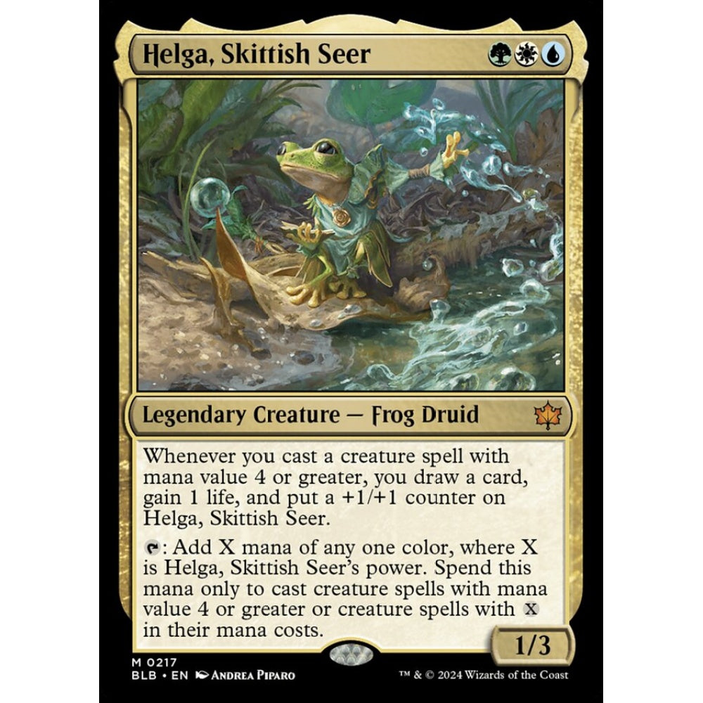 Helga, Skittish Seer, 217, mythic, Magic: The Gathering, Bloomburrow
