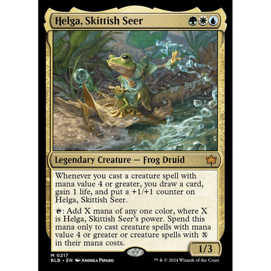 Helga, Skittish Seer, 217, mythic, Magic: The Gathering, Bloomburrow
