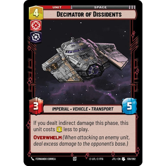 Decimator of Dissidents, U, JTL 138), Star Wars Unlimited