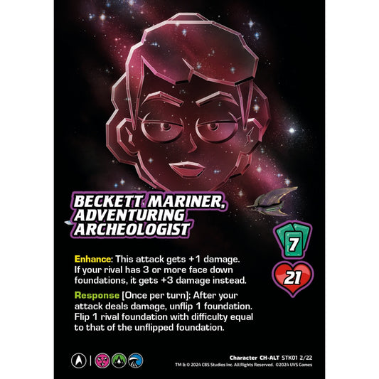 Beckett Mariner, Adventuring Archeologist, 2/22, STK01, Universus, Star Trek Lower Decks Challenger Decks, Character, CH-ALT