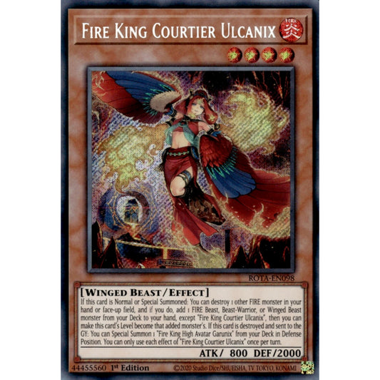 Fire King Courtier Ulcanix ROTA-EN098 Secret Secret Rare Yu-Gi-Oh Rage of the Abyss in Art