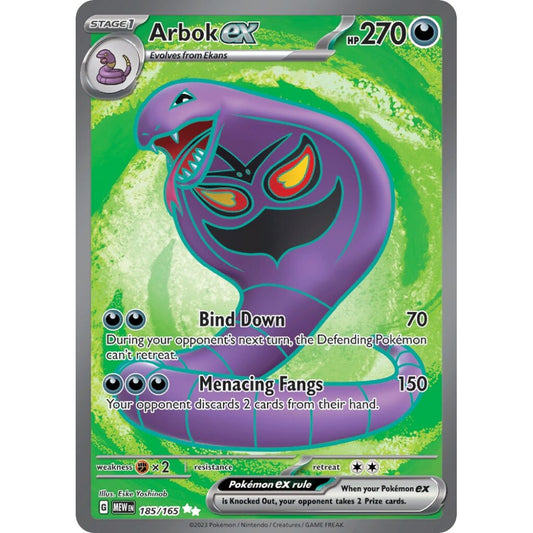 Arbok ex Ultra Rare 185/165 Pokemon Card Game Pokémon 151