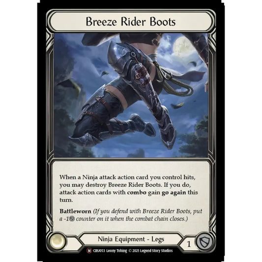 Breeze Rider Boots U-CRU053-RF Majestic Flesh & Blood Trading Card Game Crucible of War - Unlimited in Rainbow Foil Art