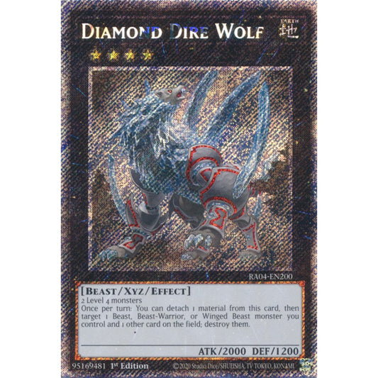 Diamond Dire Wolf RA04-EN200 QCR Quarter Century Secret Rare Yu-Gi-Oh Quarter Century Stampede in Art