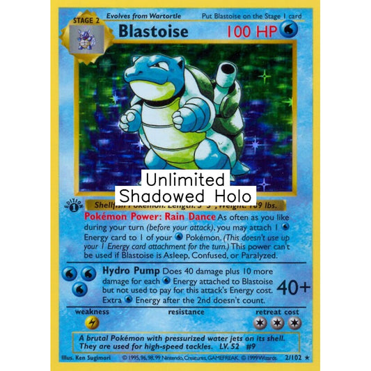 Blastoise Holo Rare 2/102 Pokemon Card Game Base Set