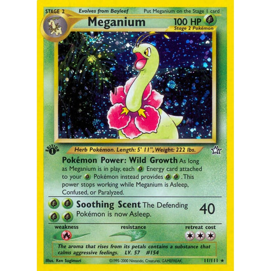 Meganium Rare Holo 11/111 Pokemon Card Game Neo Genesis