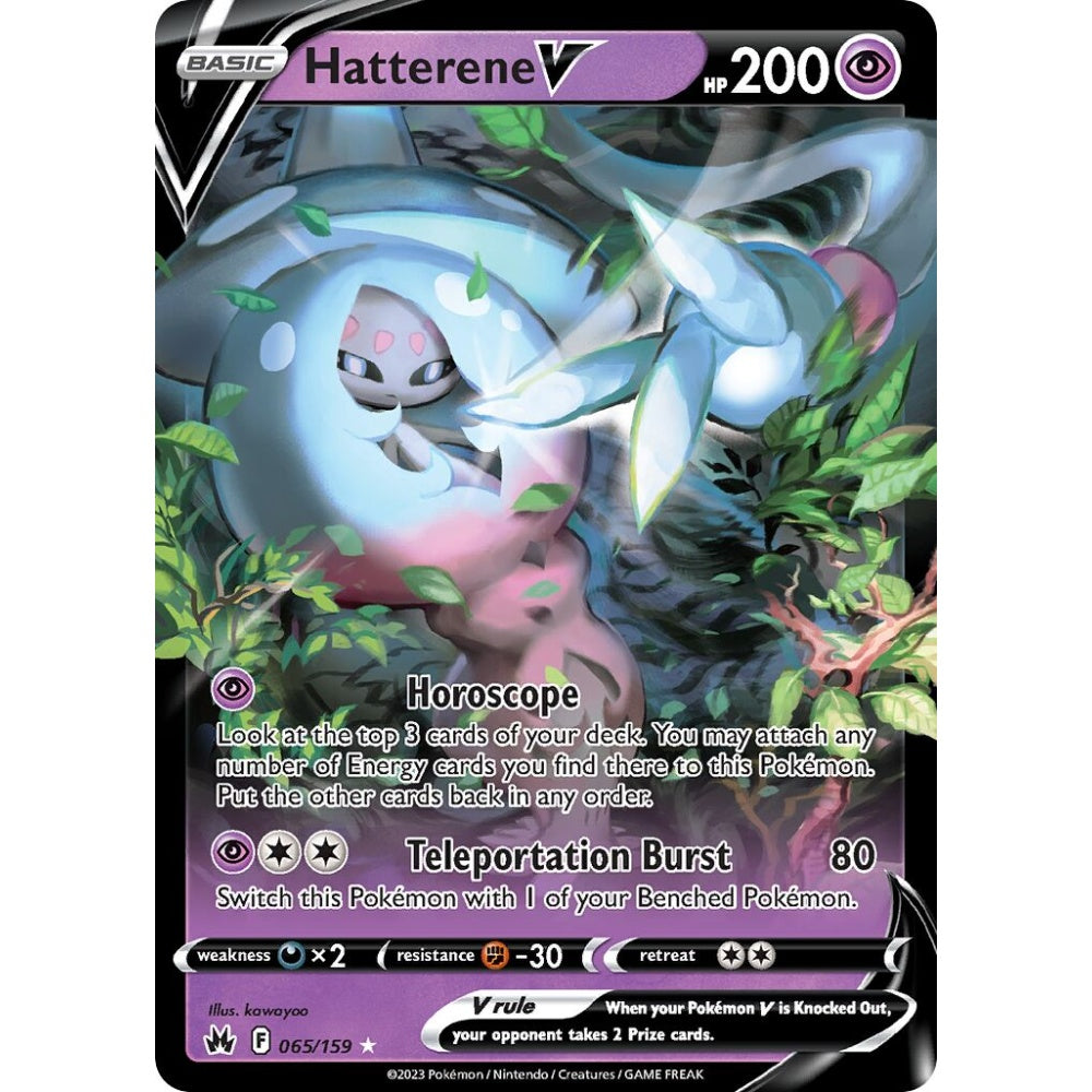 Hatterene V Holo Rare V 065/159 Pokemon Card Game Crown Zenith
