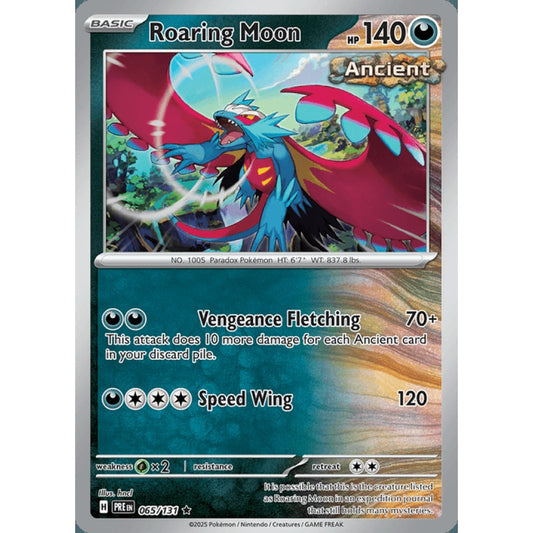 Roaring Moon Rare 065/131 Pokemon Card Game Prismatic Evolutions