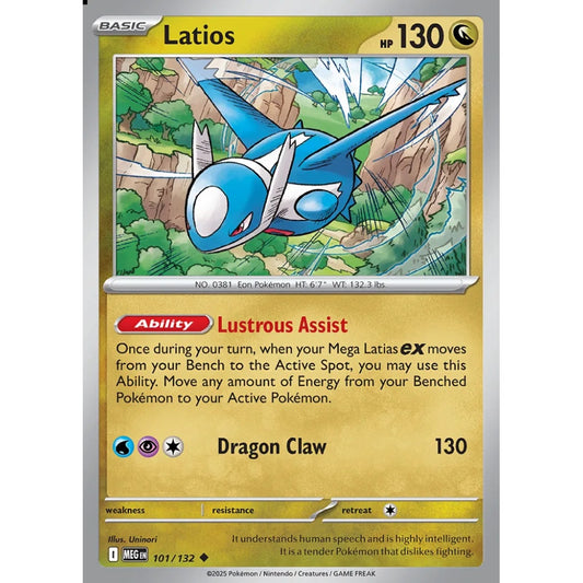 Latios Uncommon 101/132 Pokemon Card Game Mega Evolution