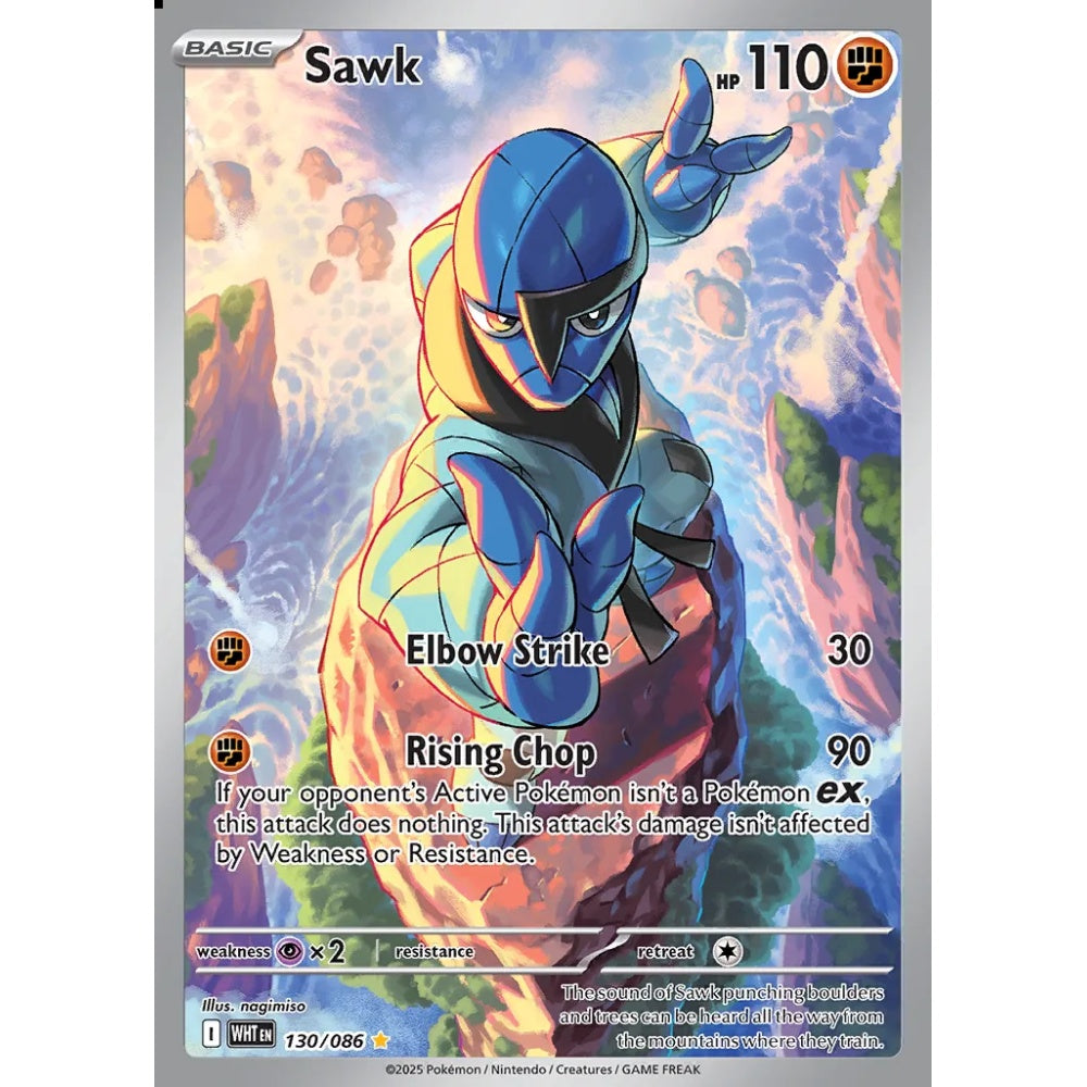Sawk Illustration Rare 130/086 Pokemon Card Game White Flare