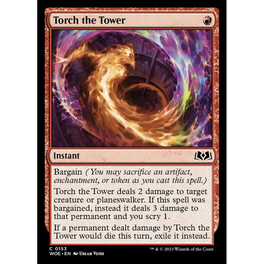 Torch the Tower, common, 153, Magic the Gathering, Wilds of Eldraine