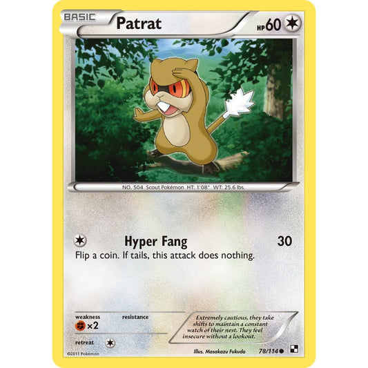 Patrat Common 78/114 Pokemon Card Game Black & White