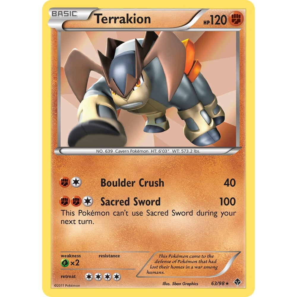 Terrakion Rare Holo 63/98 Pokemon Card Game Emerging Powers