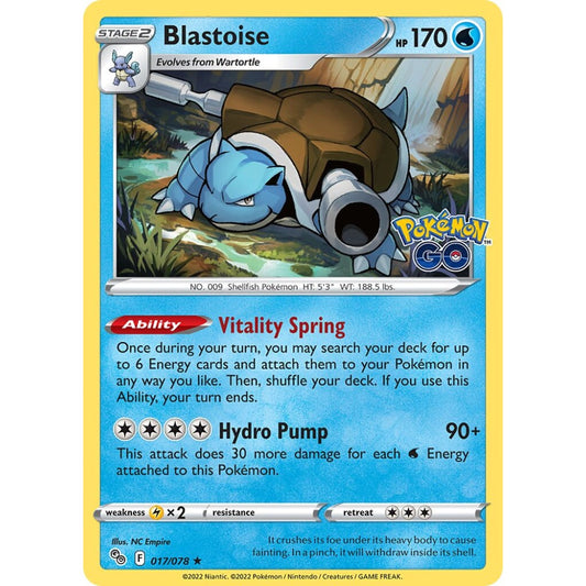 Blastoise Rare Holo 017/078 Pokemon Card Game Pokémon GO