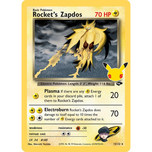 Rocket's Zapdos Fixed 15/132 Pokemon Card Game Celebrations