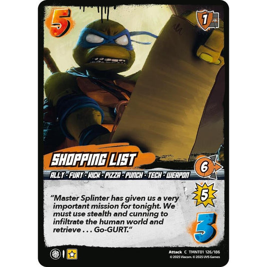 Shopping List 126/186 TMNT01 Universus Teenage Mutant Ninja Turtles Attack C