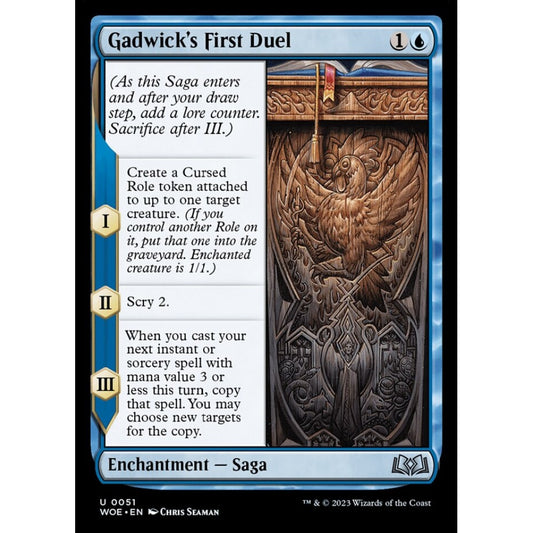 Gadwick's First Duel, uncommon, 51, Magic the Gathering, Wilds of Eldraine