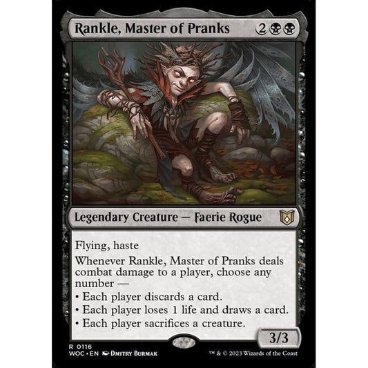 Rankle, Master of Pranks, rare, 116, Magic the Gathering, Wilds of Eldraine Commander