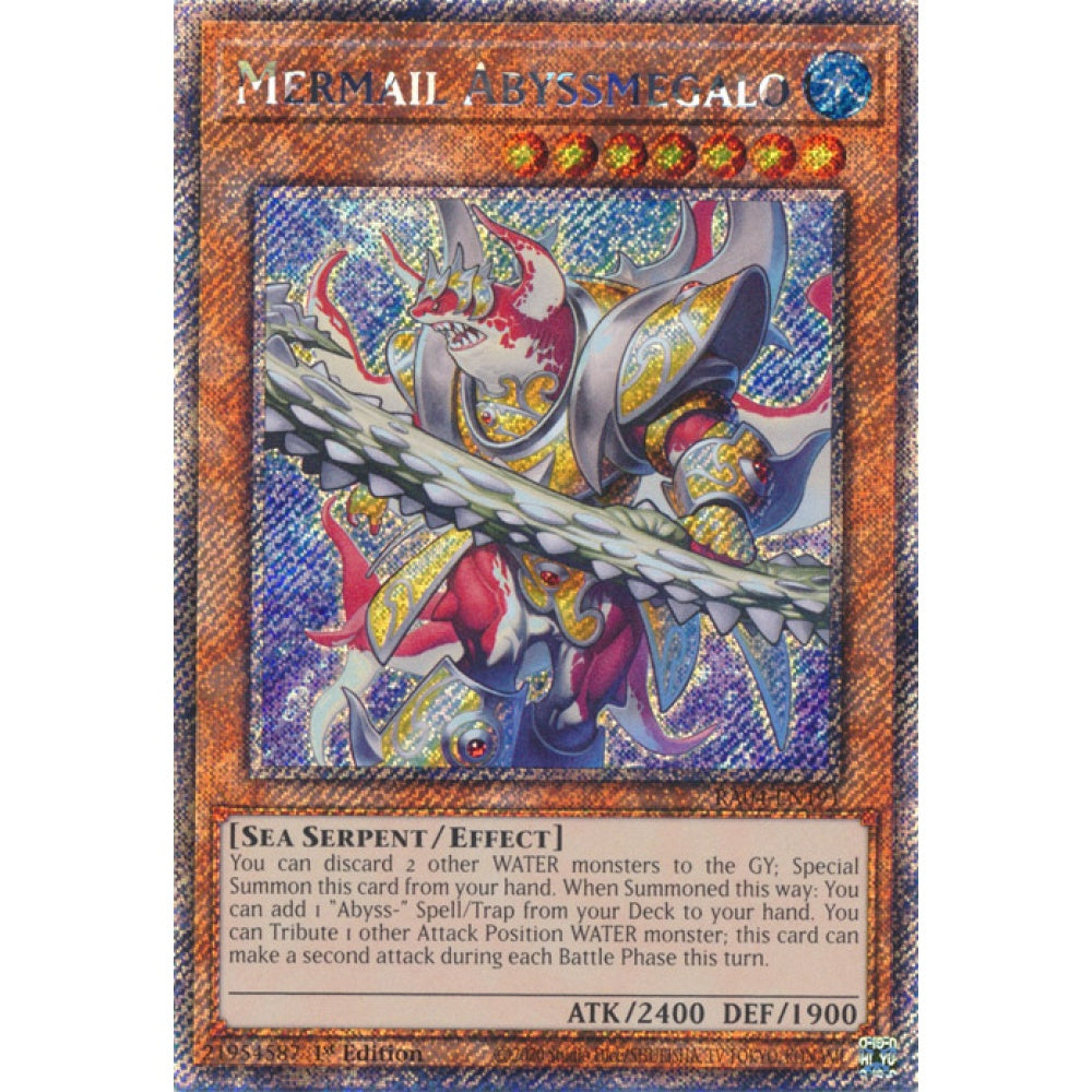 Mermail Abyssmegalo RA04-EN191 Platinum Platinum Secret Rare Yu-Gi-Oh Quarter Century Stampede in Art
