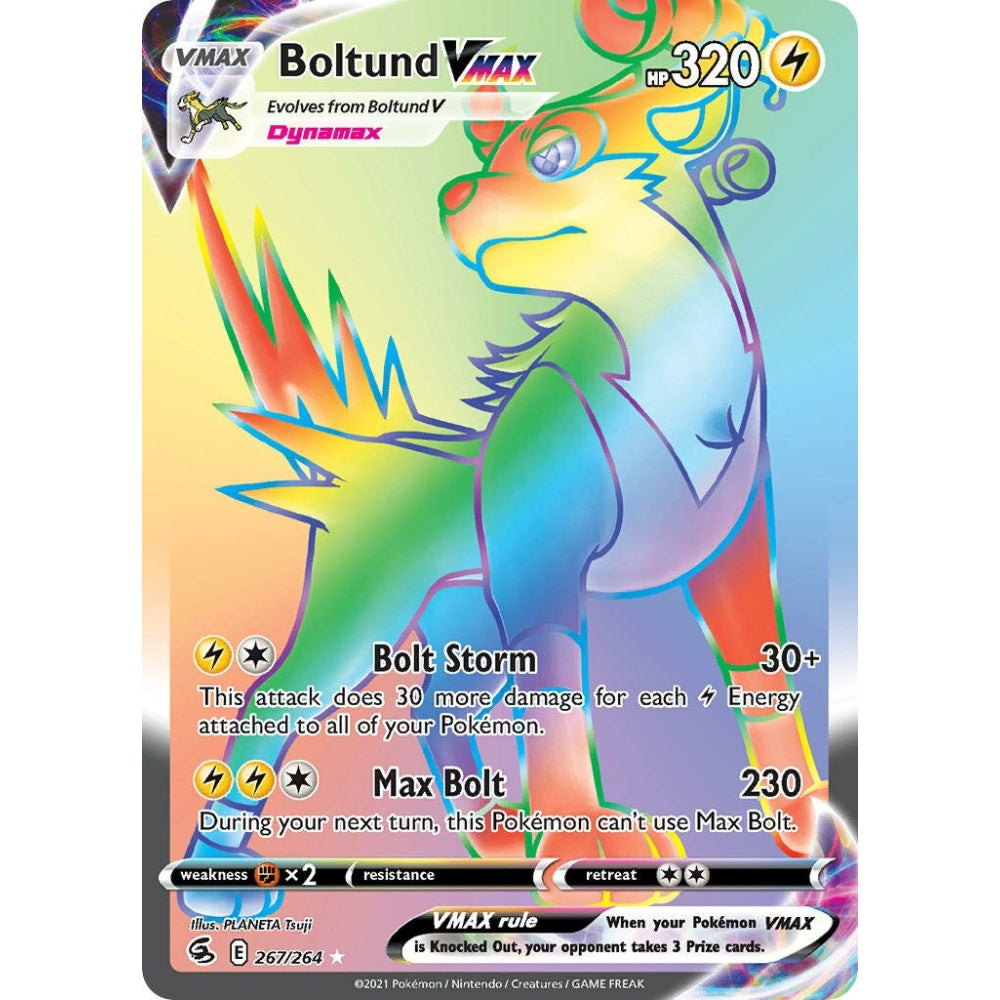 Boltund VMAX Rare Rainbow 267/264 Pokemon Card Game Fusion Strike