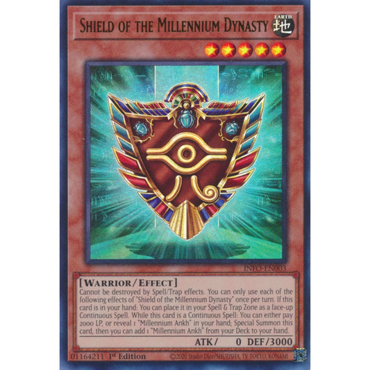 Shield of the Millennium Dynasty INFO-EN003 QCR Quarter Century Secret Rare Yu-Gi-Oh The Infinite Forbidden in Art