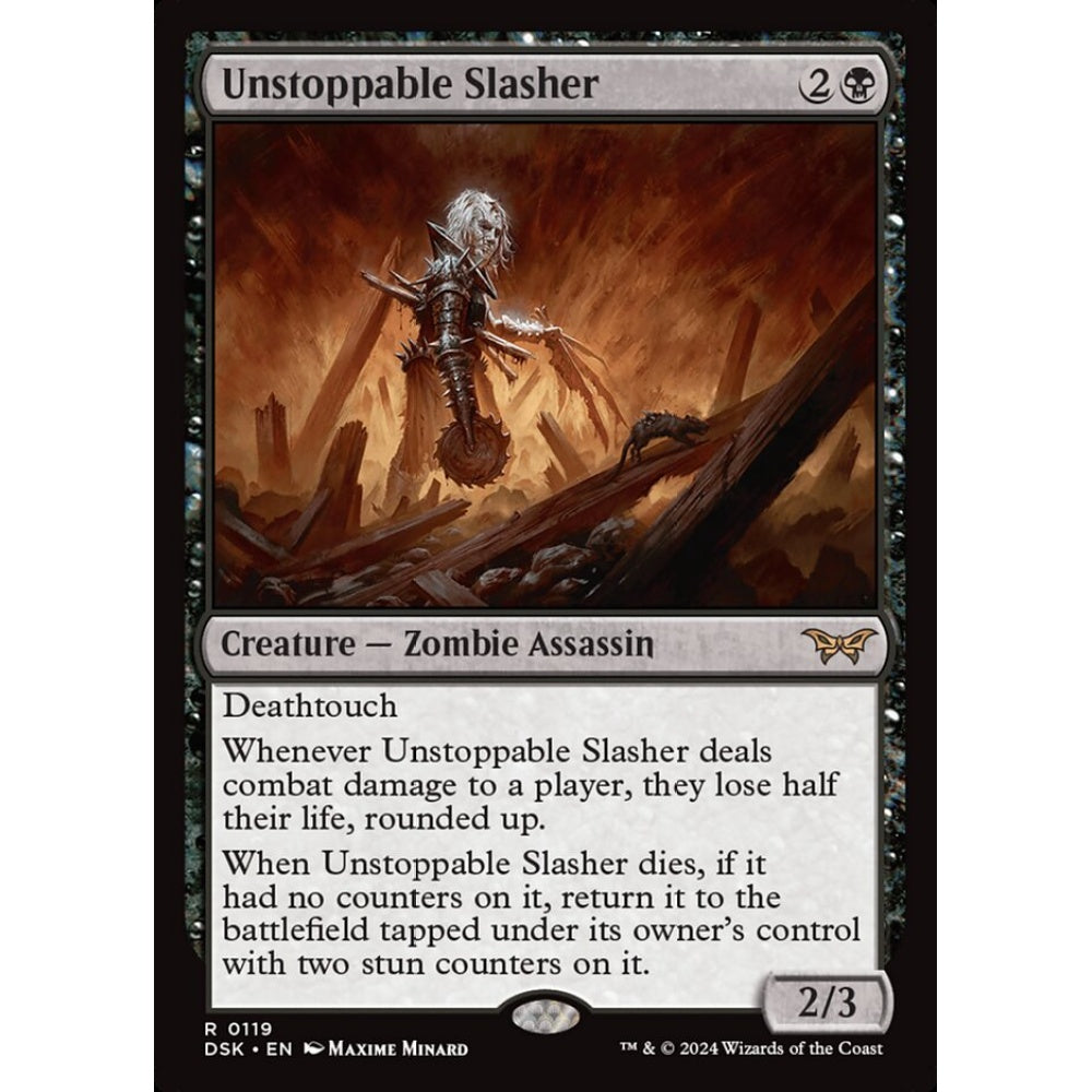 Unstoppable Slasher, 119, rare, Magic: The Gathering, Duskmourn: House of Horror