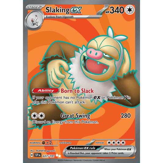 Slaking ex Full Art 227/191 Pokemon Card Game Surging Sparks
