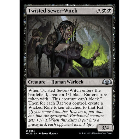 Twisted Sewer-Witch, uncommon, 114, Magic the Gathering, Wilds of Eldraine