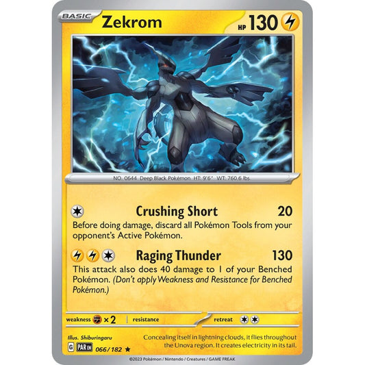 Zekrom Rare 066/182 Pokemon Card Game Paradox Rift