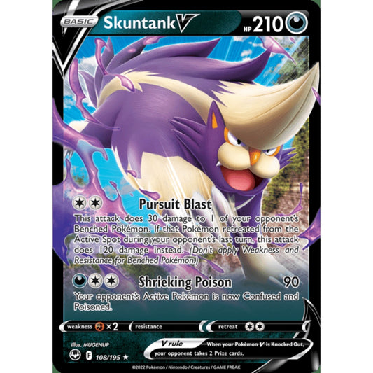 Skuntank V Double Rare 108/195 Pokemon Card Game Silver Tempest