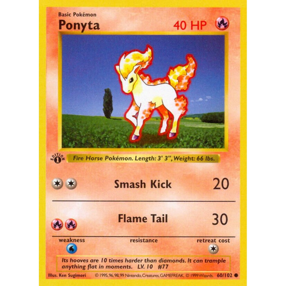 Ponyta Common 60/102 Pokemon Card Game Base Set