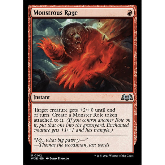 Monstrous Rage, uncommon, 142, Magic the Gathering, Wilds of Eldraine