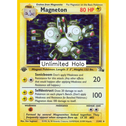 Magneton Rare Holo 11/62 Pokemon Card Game Fossil