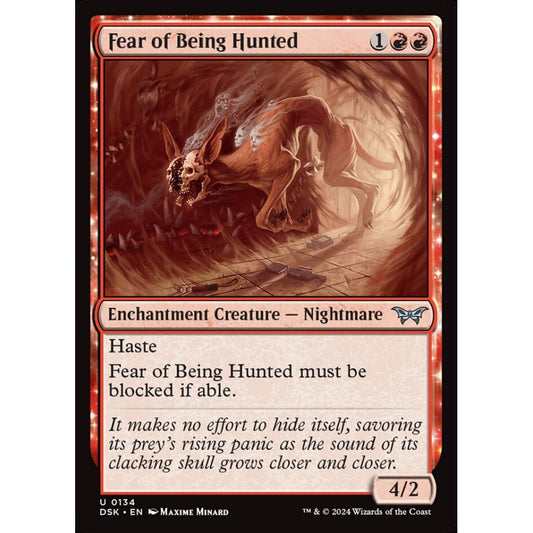 Fear of Being Hunted, 134, uncommon, Magic: The Gathering, Duskmourn: House of Horror