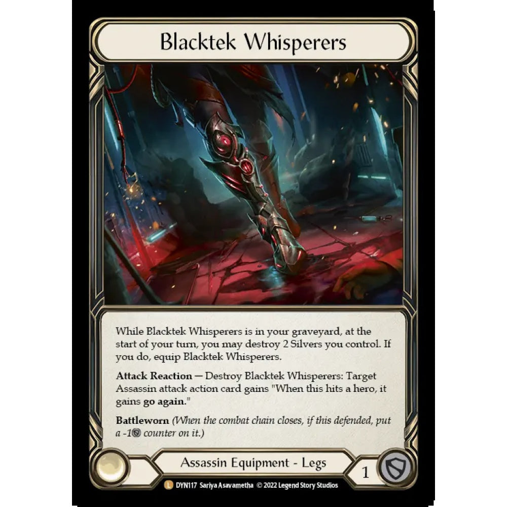 Blacktek Whisperers DYN117-RF Legendary Flesh & Blood Trading Card Game Dynasty in Rainbow Foil Art