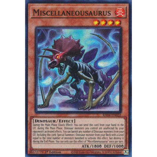 Miscellaneousaurus RA04-EN022 Ultra Ultra Rare Yu-Gi-Oh Quarter Century Stampede in Art