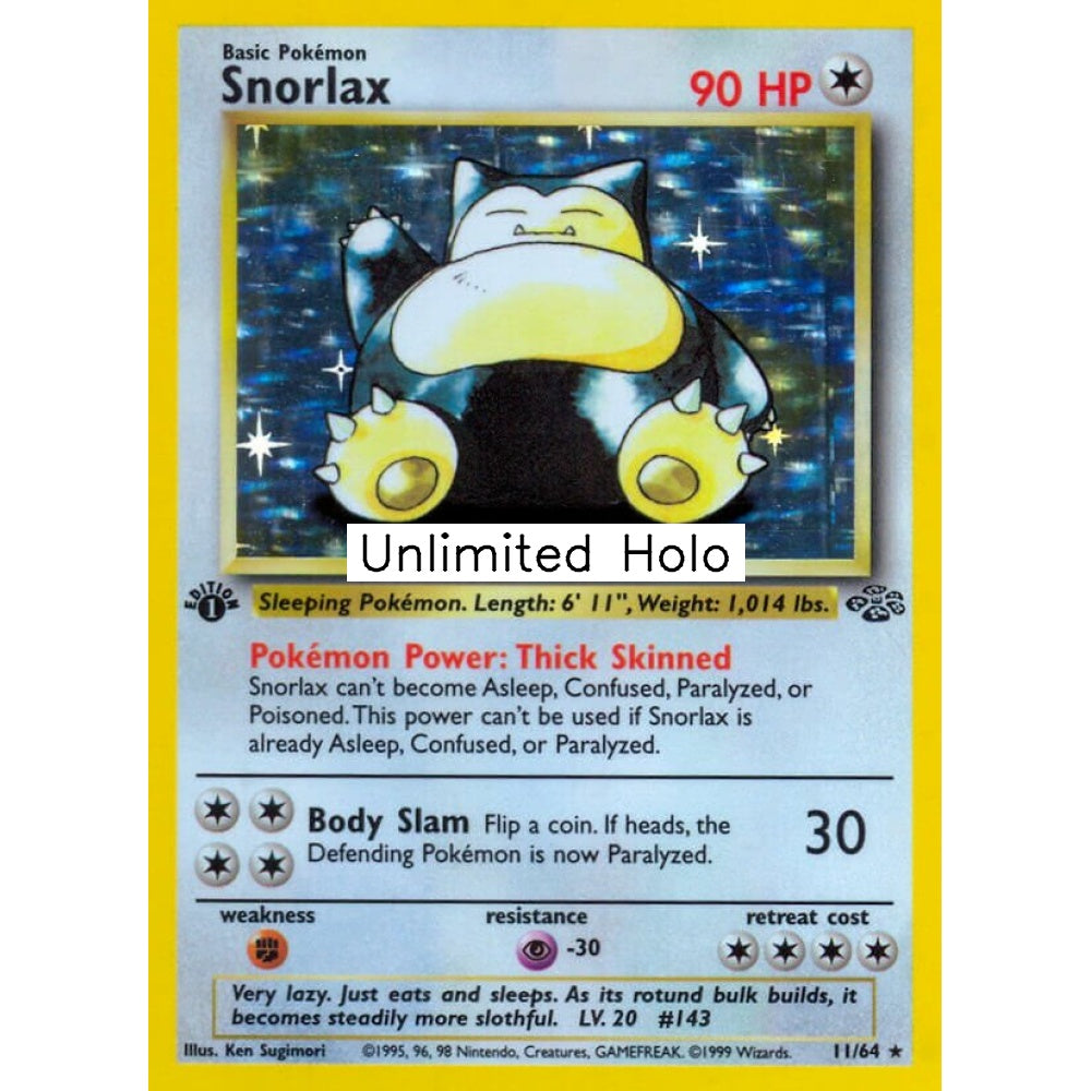 Snorlax Holo Rare 11/64 Pokemon Card Game Jungle