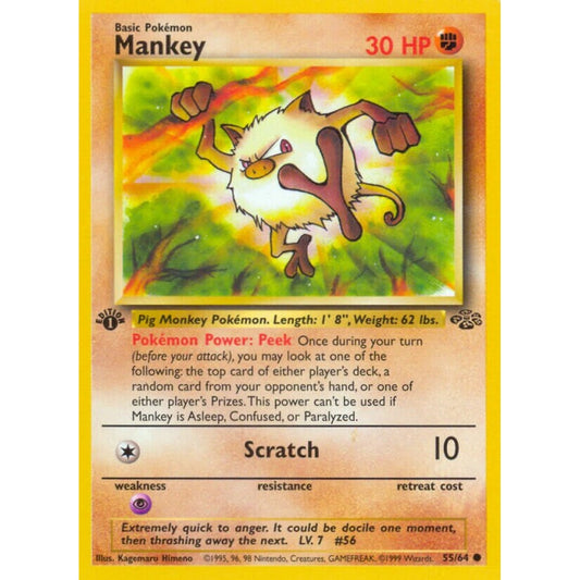 Mankey Common 55/64 Pokemon Card Game Jungle